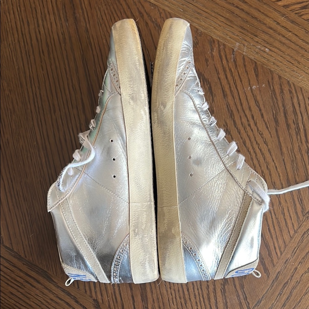 Golden Goose Metallic Silver High-Top Sneakers - Picture 4 of 8